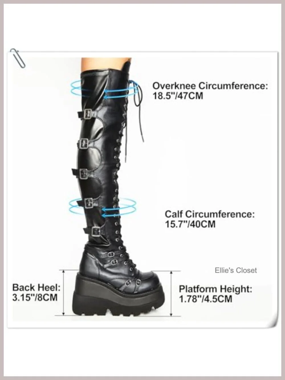 Black Platform Over Knee Thigh High Boots Chunky Heel Gothic Motorcycle Boots